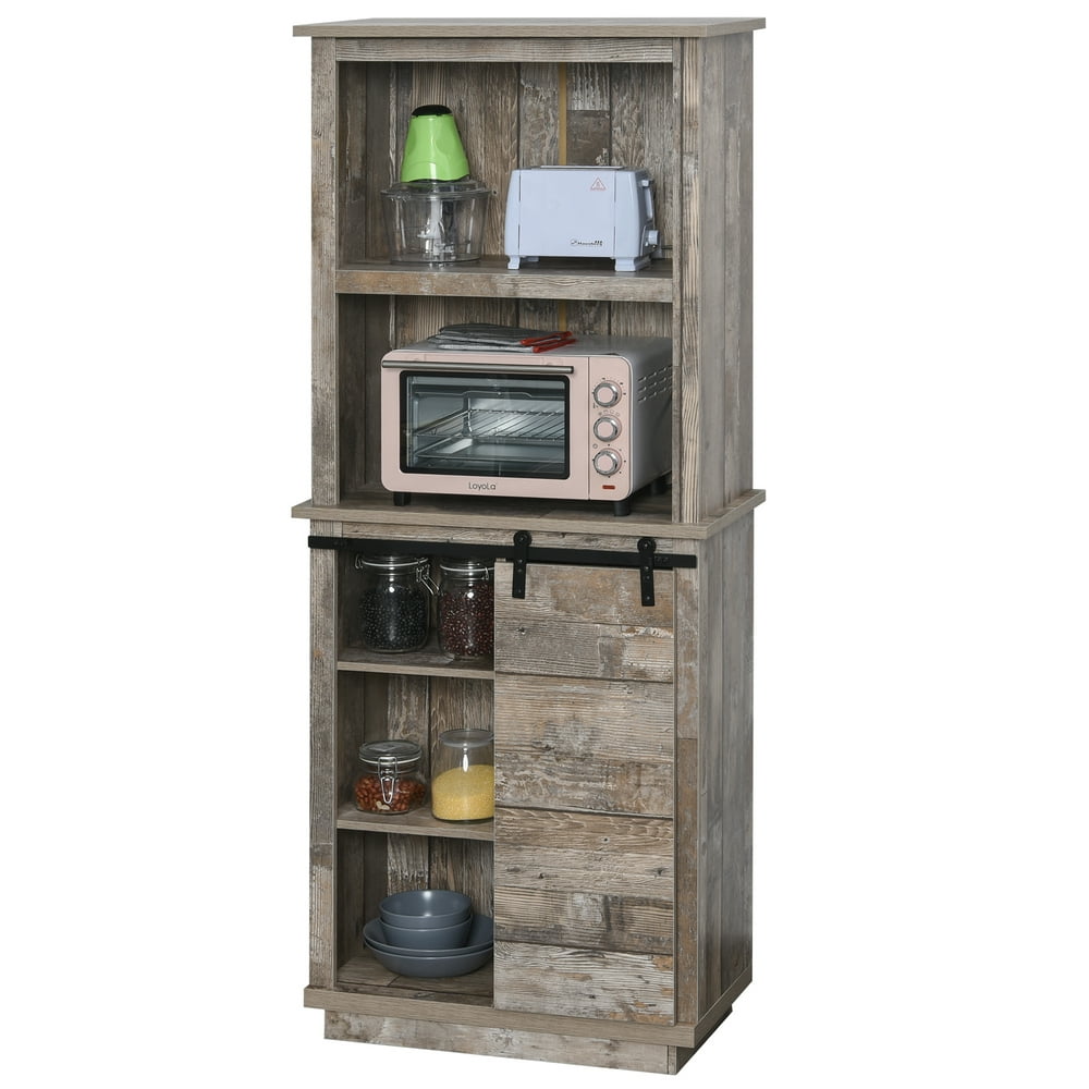Rustic Storage Home Tall Organizer with Barn Door