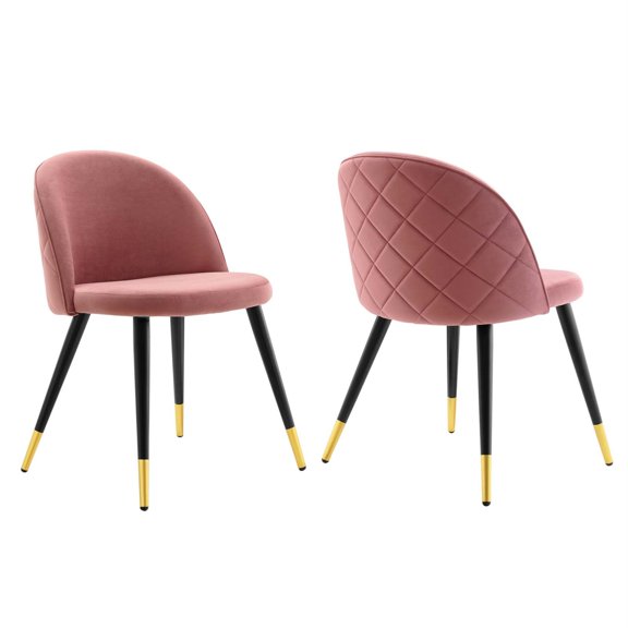 Modway Cordial Performance Velvet Dining Chairs - Set of 2 in Dusty Rose
