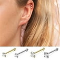 thumbnail image 4 of Oasiva Stainless Steel Nose Studs 4pcs Set 3 Post Designs 4 Metallic Tones Jewelry, 4 of 9