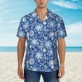 thumbnail image 2 of Fotbe whiet Snowflake blue background Camisa Hawaiana para Hombre Unisex – Camisa Casual de Verano con Botones de Manga Corta de Algodón y Lino,Medium, 2 of 7