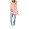 thumbnail image 3 of Womens Color Block Leopard Round Neck Long Sleeve Casual Loose Tunic Shirts Tops Sweatshirt, 3 of 6