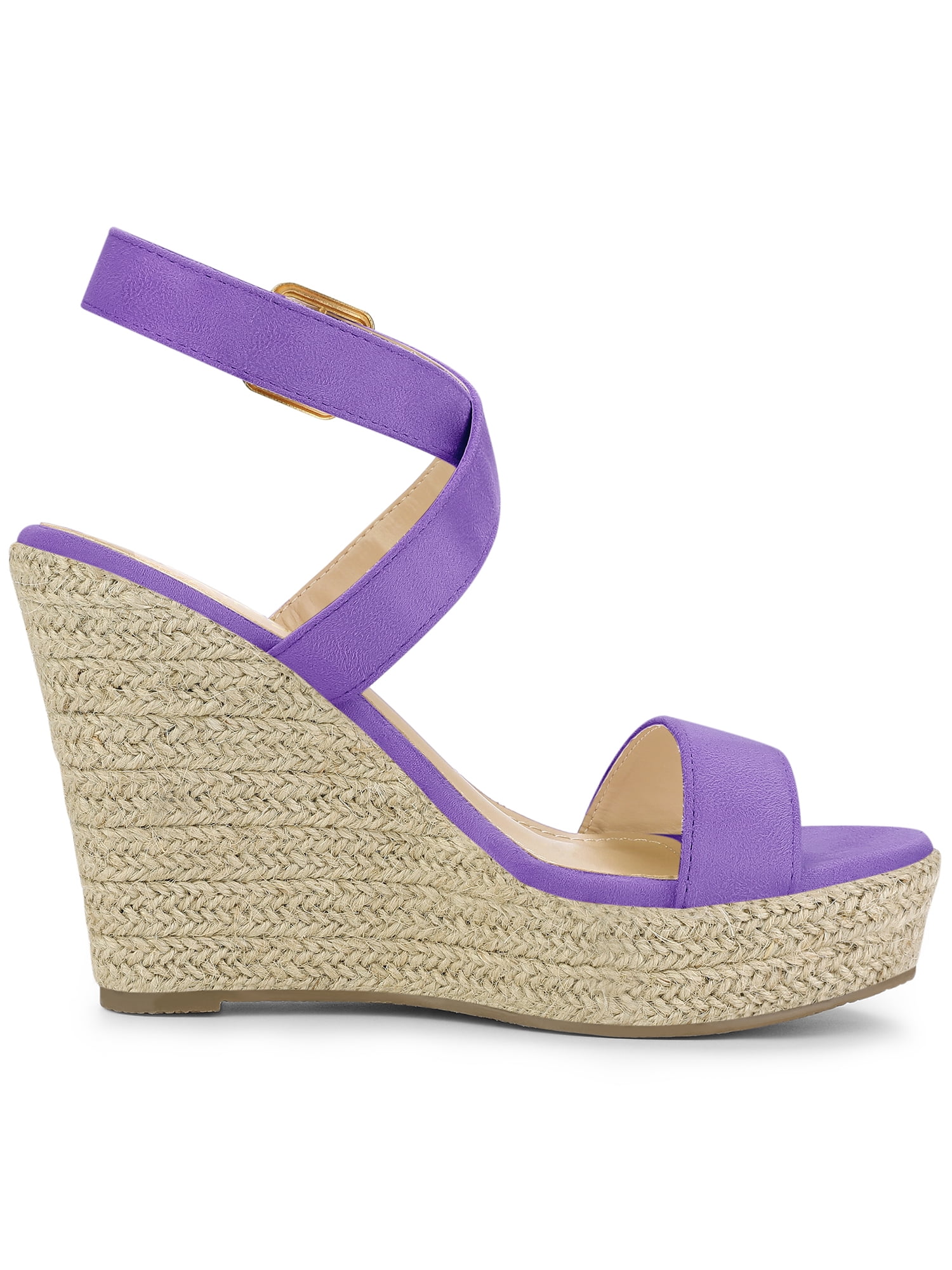 DARING DIVA Women's Slingback Crisscross Wedges Heel Espadrille Sandals Purple 6