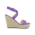 thumbnail image 3 of BLISSFUL STEP Women's Shoes Espadrille Wedge Slingback Crisscross Sandals Purple 6, 3 of 7