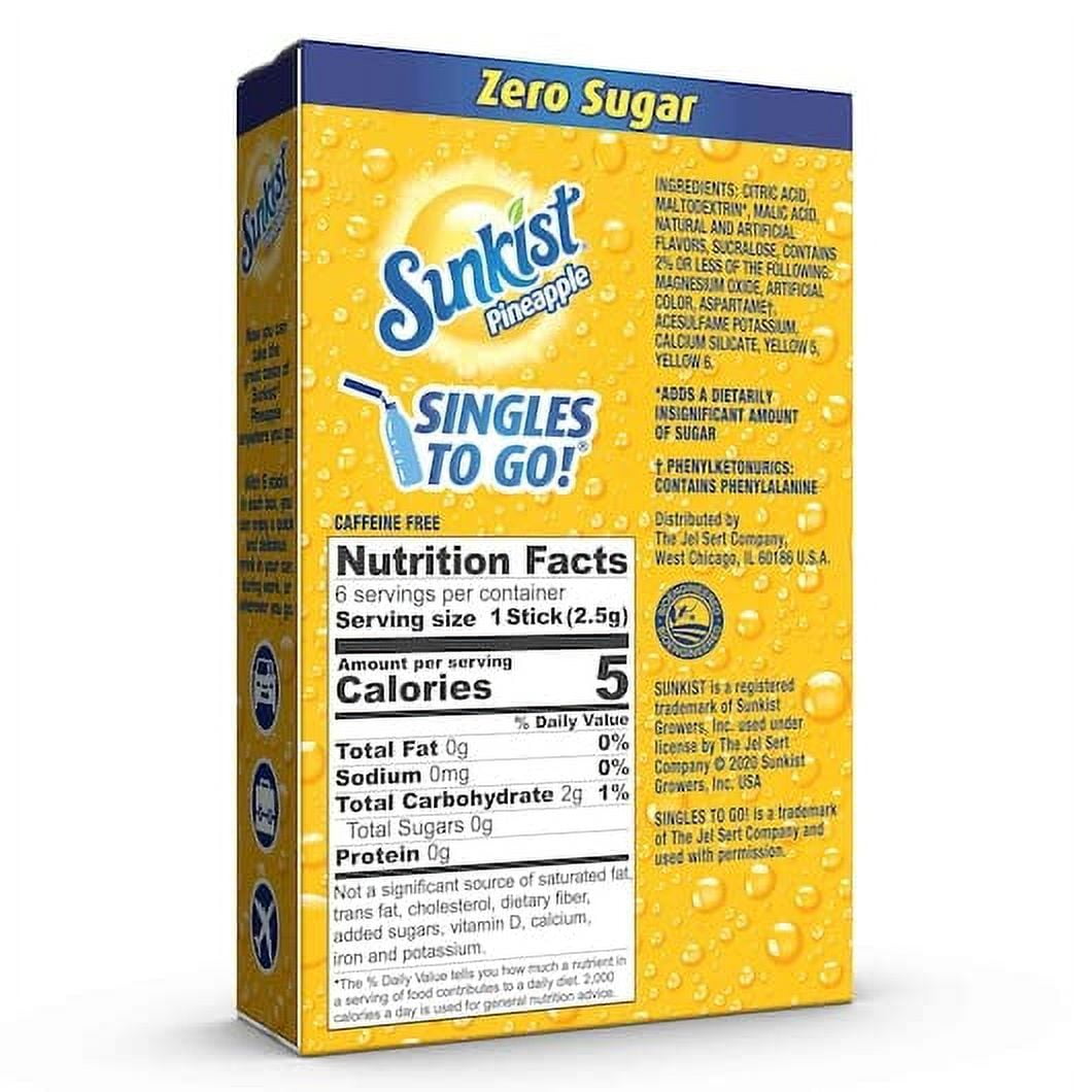 Sunkist Soda Singles To Go Drink Mix, Pineapple, 12 Boxes with 6 Packets Each - 72 Total Servings, Non-Carbonated and Sugar-Free, 11.71 Pound (Pack of 12)