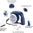 thumbnail image 3 of Retractable Dogs Leash Great Walking Leash for Small Dogs with Light Food Water Cups and Bags Holder One-Handed Brake Long Retractable Dogs Leash with Poop Bag Holder and Led Light Flashlight, 3 of 7