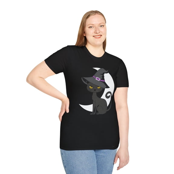Cat Witch Hat, Gildan Unisex Softstyle T-Shirt, Graphic Tee, S-3XL