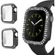 thumbnail image 1 of 2 Pack Diamond Case Tempered Glass Screen Protector Compatible with iWatch 41mm Series 8 Series 7, Bling Diamonds Hard PC Bumper Protective Cover Compatible with iWatch 41mm (Black/Black), 1 of 5
