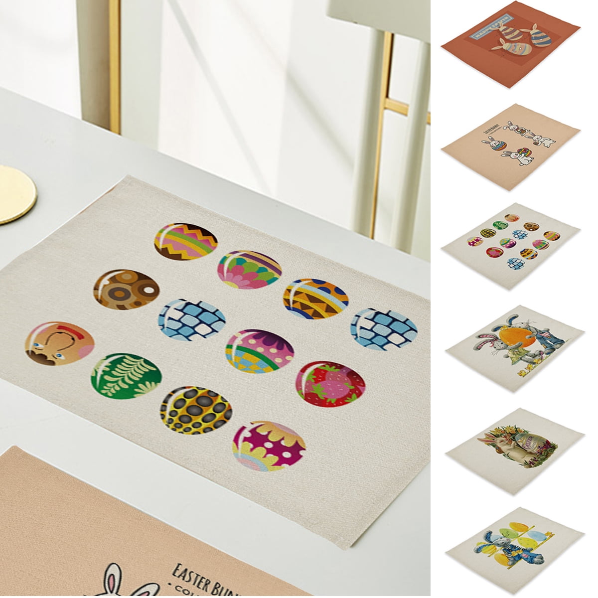 Travelwant Cartoon Easter Eggs Bunny Placemats Easter Placemats, Easter