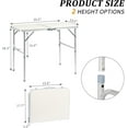 thumbnail image 3 of QueipA 3ft Portable Folding Camping Table, Outdoor Waterproof Adjustable Height Table, Aluminum Lightweight Suitcase Foldable Table for Picnic BBQ Beach Dining, 3 of 15