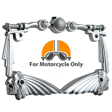 3D Indian Chief Handle Bar Chrome Motorcycle License Plate Frame