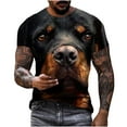 thumbnail image 6 of ZQUUVOU Men's T-Shirt 3D Printed Dog Casual Crew Neck Short Sleeved Shirt (J-Black,L), 6 of 8