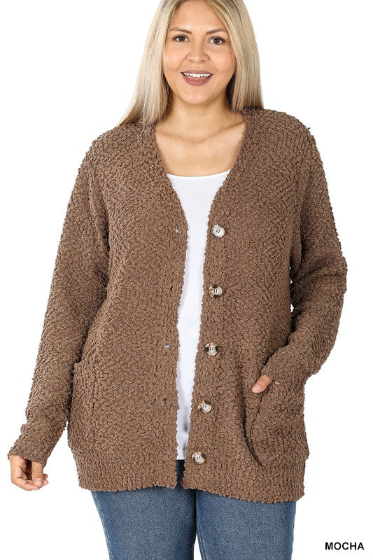 Sale of Plus Long Sleeve Popcorn Button 