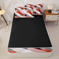 thumbnail image 4 of Homewish Boho Red Gradient Zipper Twin Comforter Sets with Fitted Sheet and 2 Pillowcases,Aesthetic Lines Zipper Bedding Set,Black Reversible,4pcs, 4 of 8