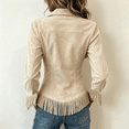 thumbnail image 4 of Boho Jackets for Women Long Sleeve Western Fringe Shacket Suede Barn Jackets, M, 4 of 5