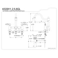 thumbnail image 2 of Kingston Brass KS3911GL Standard Mount Restoration Bathroom Bridge Faucet, Polished Chrome, 2 of 5