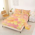 thumbnail image 2 of Manfei Mermaid Scale Queen Sheets, Gradient Fish Scale Queen Sheet Sets, Pink Yellow, 4pcs, 1 Flat Sheet, 1 Fitted Sheet and 2 Pillowcases, 2 of 6