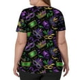 thumbnail image 4 of Mardi Gras Scrub Tops for Women Sparkly Short Sleeve Feathers Print Uniform Carnival Mask Print V Neck Nursing Scrubs with Pockets Purple M, 4 of 5