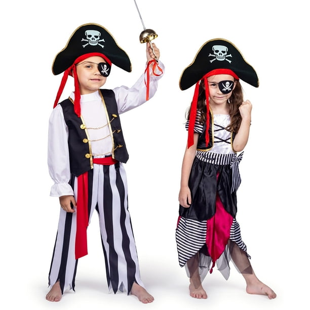 Disfraz de pirata Dress Up America para niños con blusa pantalones
