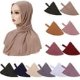 thumbnail image 6 of Elastic Headwear Simple Shawl Full Neck Cover Indian Hats Turban Hat Women Headscarf Muslim Hijab Caps WINE RED, 6 of 8