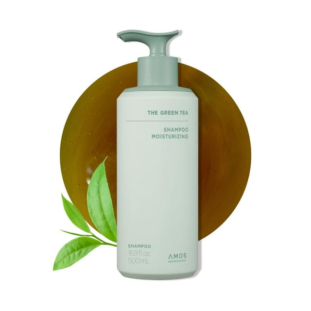 AMOS PROFESSIONAL El champú de té verde hidratante para cabello fino Champú coreano para cuero cabelludo seco l cuero cabelludo escamoso y con picazón Fortalecimiento del cabello Todo tipo de cabello