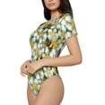thumbnail image 2 of KLL Women 's Crew Neck Bodysuit Jumpsuits Bees and Flower Print Short onesies Stretch T Shirts, 2 of 7