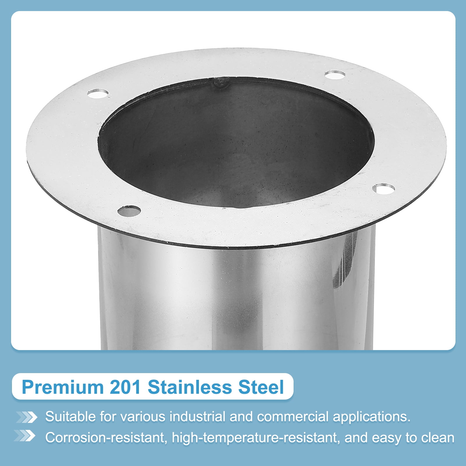 Uxcell 4" Duct Connector Flange Straight Pipe Exhaust Flange Stainless Steel Pipe Hose Duct Collar