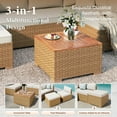 thumbnail image 6 of SUMMIT LIVING 8-Piece Wicker Patio Furniture Set with Fire Pit Table, 6-Seater Outdoor Sectional Conversation Sofa Set, Yellow & Beige, 6 of 17