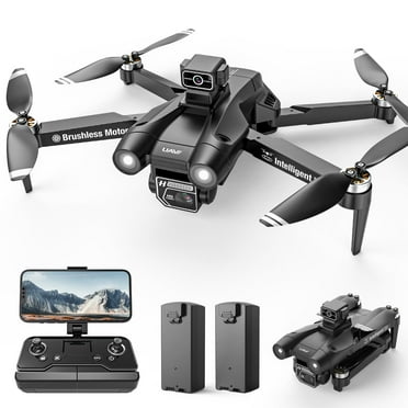 Drones with Camera for Adults 4K, Wefone D75 Foldable GPS Brushless Drone with Obstacle Avoidance, 2 Batteries, Black