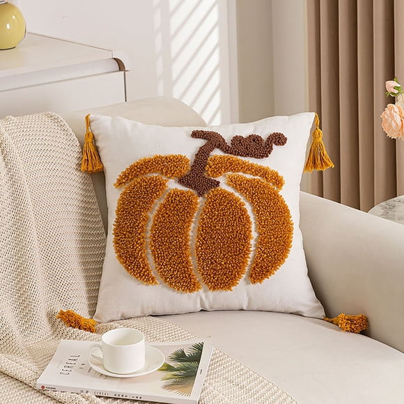Embroidered Pumpkin Cushion Cover | Canvas Sofa Pillow Case | Fall Decorative Throw Pillow Cover | Soft Durable Home Decor | Living Room Accent | Seasonal Gift Idea