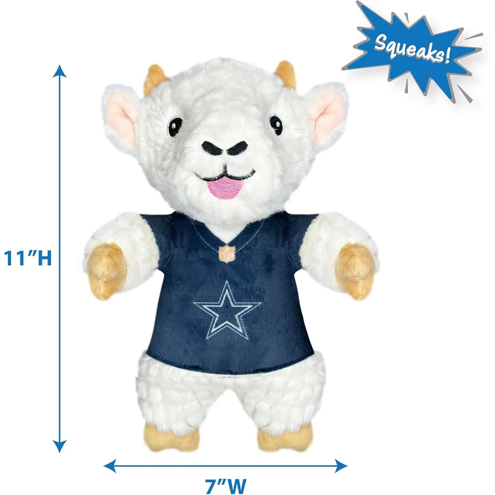 Pets First NFL Goat Plush Toys for Dogs & Cats Dog Chew Toys with Inner Squeaker