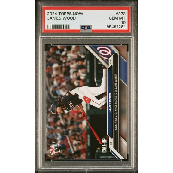 Graded 2024 Topps Now James Wood #373 Rookie RC Baseball Card PSA 10 Gem Mint