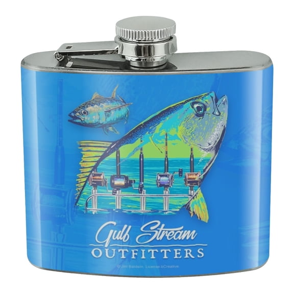 Gulf Stream Outfitters Yellowfin Ahi Tuna Ocean Fishing Stainless Steel 5oz Hip Drink Kidney Flask