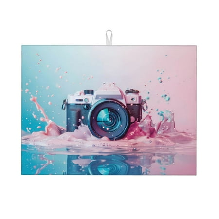 

Ocsxa Vintage Camera Splash Art Dish Drying Mat for Kitchen Counter Coffee Bar Coffee Station Accessories Absorbent Coffee Mat Kitchen Drying Mat Easy Clean 18x24 Inch