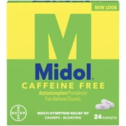 Midol Caffeine Free Menstrual Period Symptoms Relief Caplets, 24 ct
