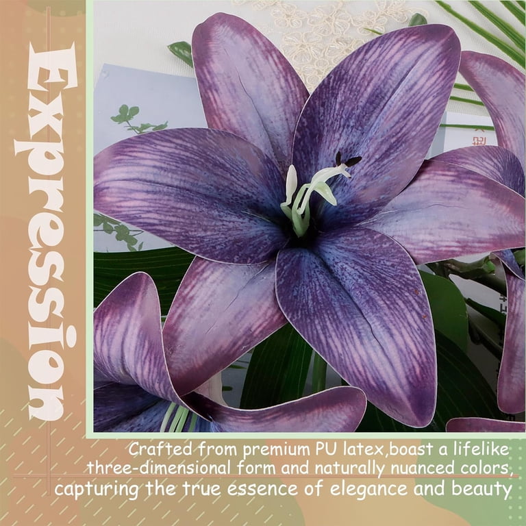 6pcs Tiger Lily Artificial Flowers, 15 Inch Faux Lilies Flower with 2  Blooms and 1 Bud, Latex Real Touch Easter Lily Flowers for Home Dcor  Centerpiece Wedding Bouquet,Deep Purple - Walmart.com
