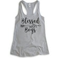 thumbnail image 1 of Blessed With Boys Tank Top, Ladies Racerback Tank Top, Boy Mom Tank, Mother Tank, Heather Gray, Large, 1 of 3