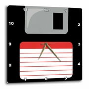 3dRose Retro 90s computer black floppy disk graphic design with red label - 1990s - ninties computer tech, Wall Clock, 15 by 15-inch