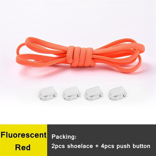 par de cordones para zapatos sin atar, zapatillas con cordones elásticos con botón pulsador, accesorios Unisex rápidos para niños y adultos, cordones para zapatos Lock100cm Gao Jinjia LED