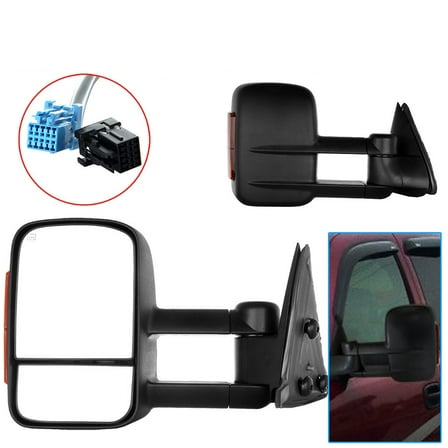 ECCPP Towing Mirrors Pair Set Replacement fit for 2003-06 for Chevy Silverado 1500 2500 HD 3500 Suburban 1500 2500 Tahoe for GMC Sierra Yukon Power Heated Signal Black Manual Telescoping Tow Mirror