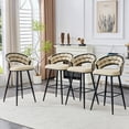 thumbnail image 4 of NEW Set of 2 Beige Velvet Bar Stools with Black Iron Legs, Modern Kitchen Island Counter Height Stools, 4 of 10