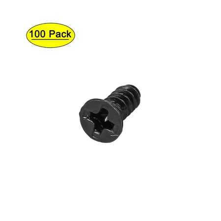 

M2.5 x 8mm Flat Head Self Tapping Screws Fasteners Black 100pcs