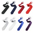 thumbnail image 2 of Cravate Rétro Étroite pour Hommes Garçons Fermeture Éclair Cravate Fine Cravate Pratique pour Mariage Fête Club Mariée Robe Noire, 2 of 8