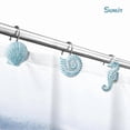 thumbnail image 4 of Sunlit Seashell Shower Curtain Hooks, Aqua Blue Coastal Decorative Resin Rings, Nautical Beach Bathroom Decor, Set of 12, 4 of 5