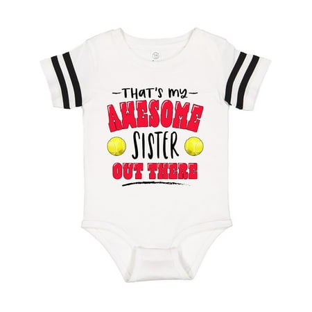 

Inktastic That s My Awesome Sister Out There with Tennis Balls Gift Baby Boy or Baby Girl Bodysuit