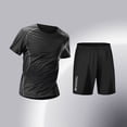 thumbnail image 2 of Men's 2 Piece Summer Outfits Sets Crew Neck Short Sleeve Shirts Elastic Waisted Shorts Men Solid Color Lightweight Outdoor Sport Running Training T-Shirts Sets, 2 of 8