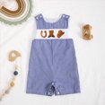 thumbnail image 2 of KPOPLK Baby Boys Girls Gingham Short Romper Overalls Embroidery Sleeveless Jumpsuit with Crotch Snaps,Size 0-3 Months, 2 of 7