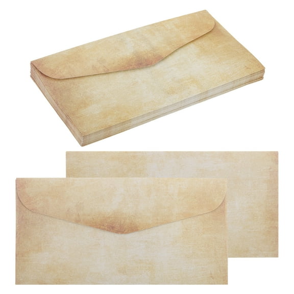 24 Packs Envelopes Vintage Aged Paper Brown Yellow Marks-9 x 4 Inch for Letter Writing, Invitations