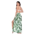 thumbnail image 3 of FORMRS Womens Long Sarong Beach Wrap Semi-Sheer Bikini Skirt Bathing Swimsuit Cover Up, Green Leaves Pattern, 3 of 7