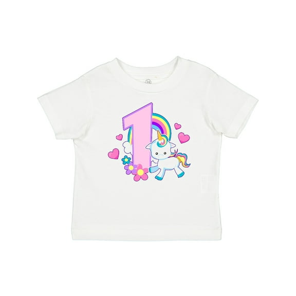 Inktastic I Am 1 Year Old with Unicorn and Hearts Girls Baby T-Shirt