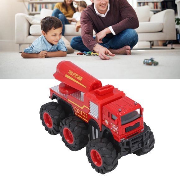 1:16 Scale Big Wheel 6 Wheel Drive Diecast Fire Truck Model,Alloy Vehicle with Detailed Firefighting Tools for Kids